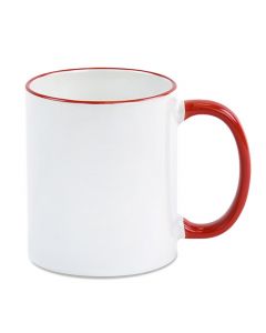 Red Rim/Handle Ceramic Mug 