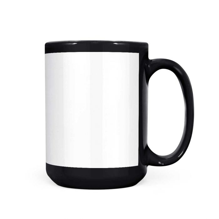 Black Ceramic Sublimation Coffee Mug with Printable White Area - 15oz.