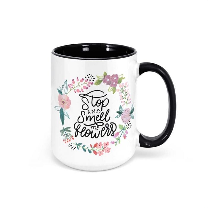 White Ceramic Sublimation Coffee Mug with Colored Inside/Handle - 15oz