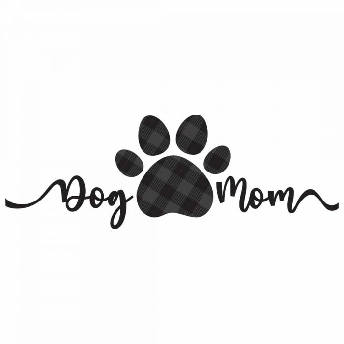 Script Dog Mom, Paw Print, Buffalo Plaid, PNG, Sublimation