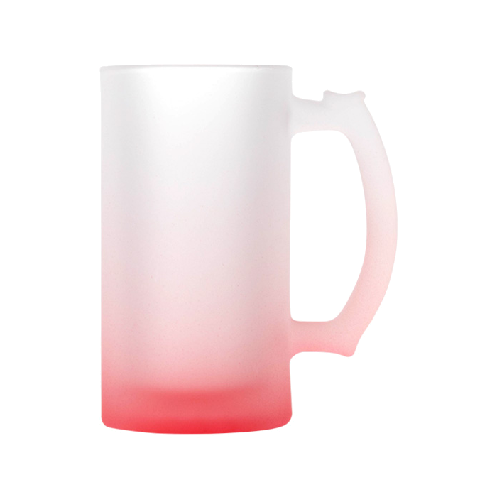16oz. Red Frosted Glass Beer Mug | Coastal Business Supplies