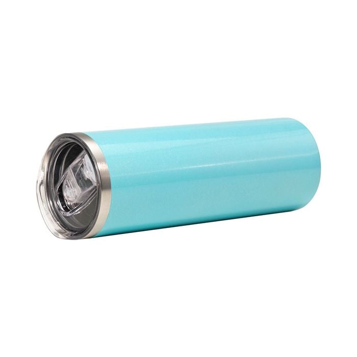 20oz Light Blue Glitter Stainless Steel Sublimation Skinny Tumbler