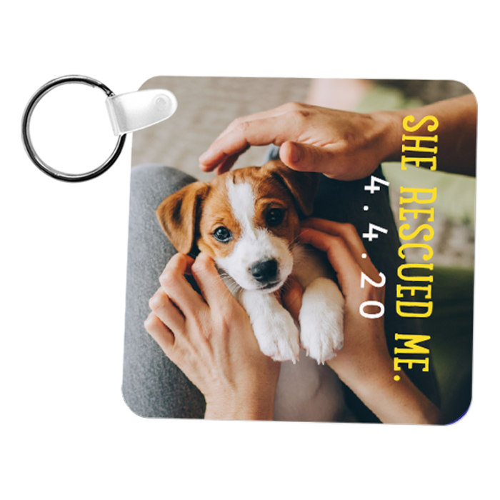 Square FRP Plastic Two Sided Sublimation Keychain - 2.25 x 2.25