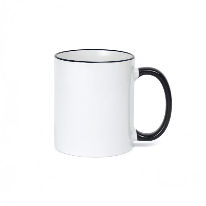 MR.R 11oz Sublimation Blank Coffee Mugs,Cup Blank White Mug Cup with Black  Color Mug Inner and Handle,Set of 2