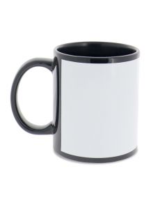 Black Ceramic Sublimation Coffee Mug with Printable White Area - 11oz.