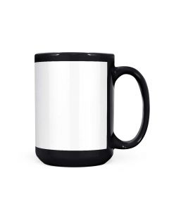 Black Ceramic Sublimation Coffee Mug with Printable White Area - 15oz.