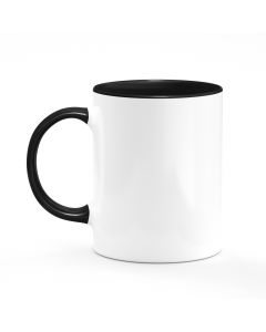 White Ceramic Sublimation Coffee Mug with Colored Inside/Handle - Black - 11oz. (36/case)