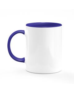 White Ceramic Sublimation Coffee Mug with Colored Inside/Handle - 36 case - Blue