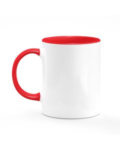 White Ceramic Sublimation Coffee Mug with Colored Inside/Handle - Red - 11oz. (36/case) - OVERSTOCK