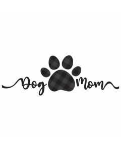 Script Dog Mom, Paw Print, Buffalo Plaid, PNG, Sublimation