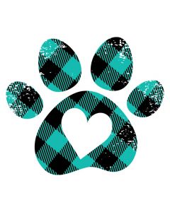 Dog Paw Heart, Plaid, Animal, Sublimation