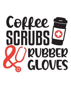 Coffee Scrubs and Rubber Gloves, Medical, Nurse, SVG