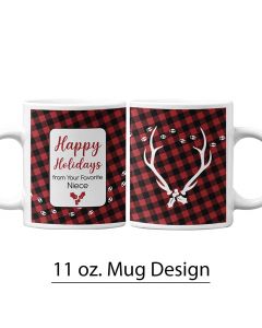 Holiday, Buffalo Print, Reindeer, 11 oz Mug Template