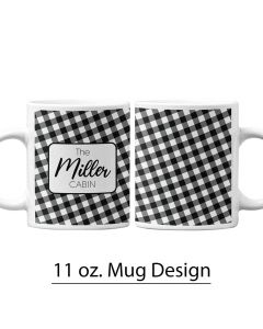 11 oz. Pre-Designed Mug Template, Personalized Mug, Christmas Design, Holiday Mug, Fall Mug, Autumn Design, Buffalo Print, Black and White, Black and White checkered