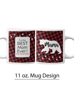 Mama Bear, Paw Prints, 11 oz. Pre-Designed Mug Template, Buffalo Plaid, Personalized Mug Design, Mother's Day, Boy Mom, Girl Mom