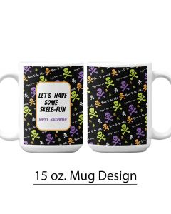 Skull and Cross Bone Mug Sublimation Design, 15 oz. Pre-Designed Halloween Template, Humorous Skull Personalized Mug Design