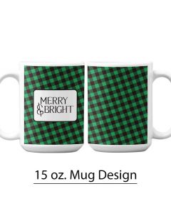 Green and Black Buffalo Print 15 oz. Tumbler, Christmas Mug Design, Holiday Personalized Mug Design, Checkered St. Patrick's Day Designs