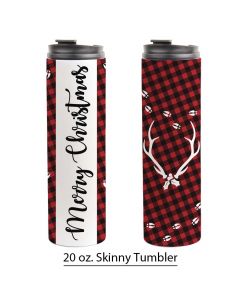 Reindeer, Buffalo Plaid, 20 oz. Skinny Tumbler Template