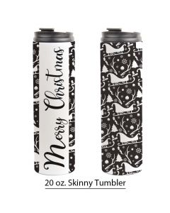 Reindeer Sleigh, Black and White 20 OZ. Tumbler Template