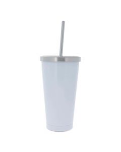 Stainless Steel Sublimation Cup with Straw - 16oz. (36/case) - OVERSTOCK 