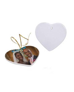 Heart Two Sided Ceramic Sublimation Holiday Ornament - 3"