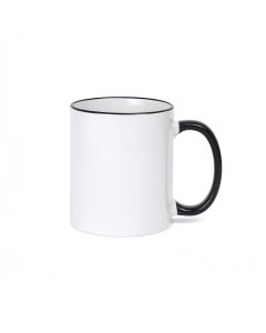 White Ceramic Sublimation Coffee Mug with Color Rim/Handle - Black - 11oz. (36/case)