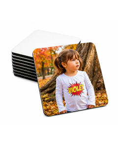 White Sublimation Fabric Top Coaster - 3.5" x 3.5" - 1/4" Thick - Black Rubber Back - 10/pack
