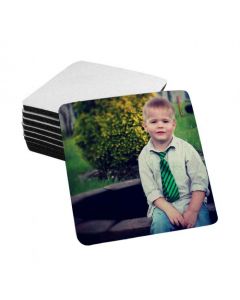 White Sublimation Fabric Top Coasters - 4" x 4" - 1/4" Thick - Black Rubber Back - 10/pack