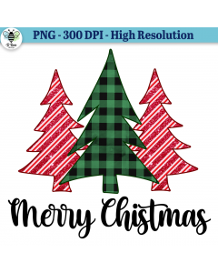 Merry Christmas with Fancy Trees PNG