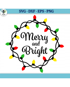 Merry and Bright Christmas Lights SVG