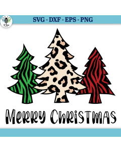 Merry Christmas Animal Print Trees SVG