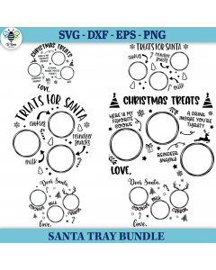 Santa Tray SVG Bundle | Cookies and Milk Plate SVG