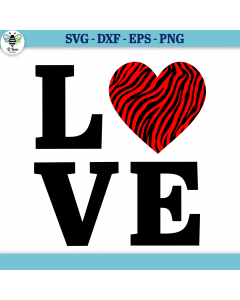 Love with Zebra Print Heart SVG