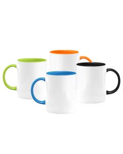 White Ceramic Sublimation Coffee Mug with Colored Inside/Handle - 11oz.