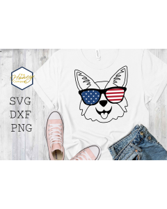 July 4th Corgi SVG PNG DXF Sunglasses Fourth of July USA