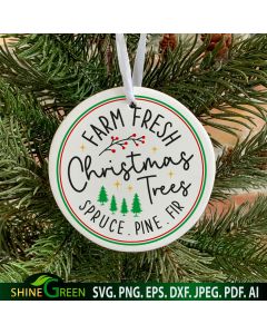 Farm Fresh Christmas Trees SVG Round Sign