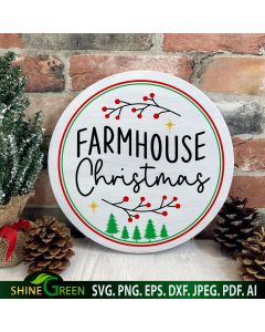 Farmhouse Christmas SVG for Round Sign Cut File