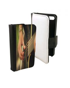 Fabric Sublimation iPhone 5 5S Wallet Phone Case - Canvas with Black Suede