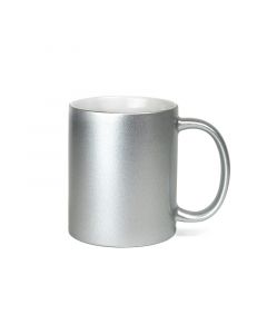 Metallic Silver Ceramic Sublimation Coffee Mug - 11oz.