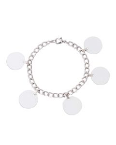Sublimation Silver Charm Bracelet with Five Charms - .75" Round-SB5900-2 - CLEARANCE