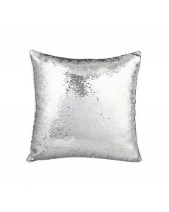 Reversible Sequin Sublimation Pillow Case - 16" x 16" - Silver and White (5/pack)