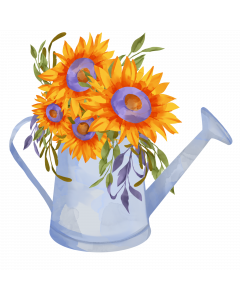 Watercan and Sunflowers Watercolor Sublimation, Gardening
