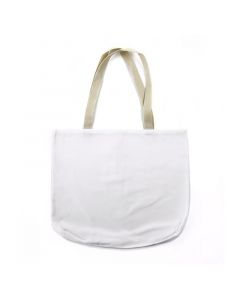 White Canvas Bag with Beige Straps 