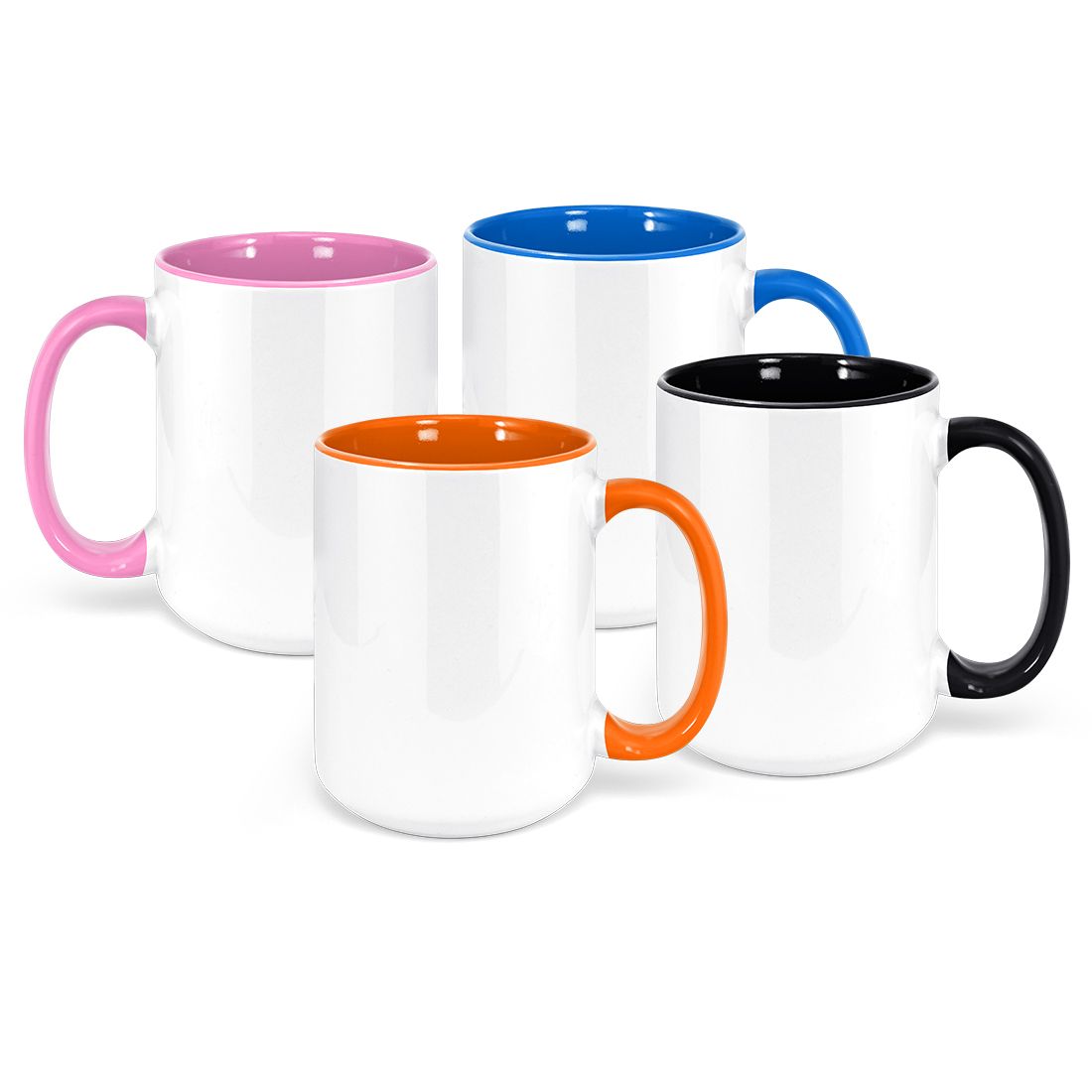 White Ceramic Sublimation Coffee Mug with Colored Inside/Handle - 15oz