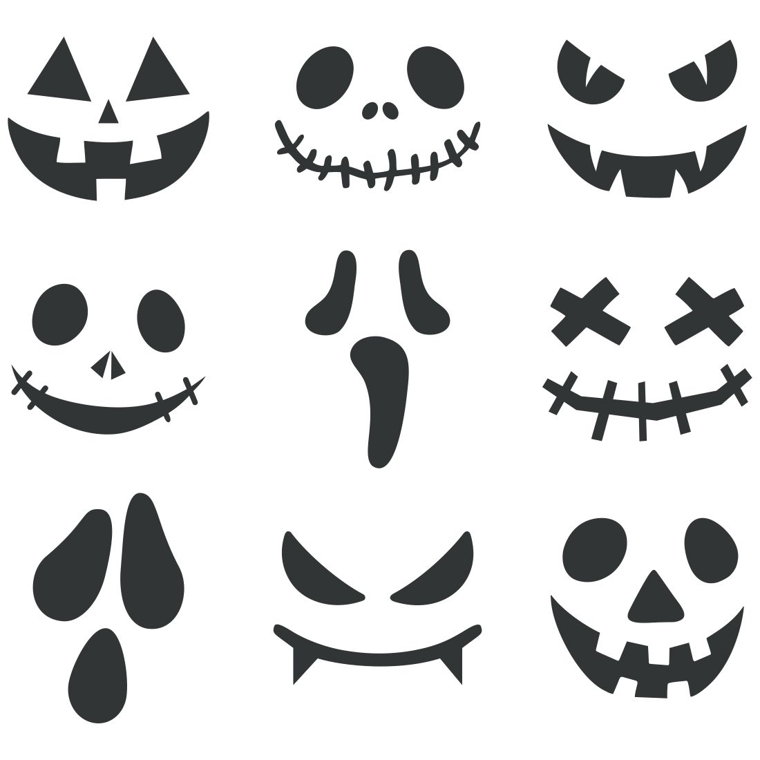 Jack-o-lantern Faces Halloween Mini SVG Bundle