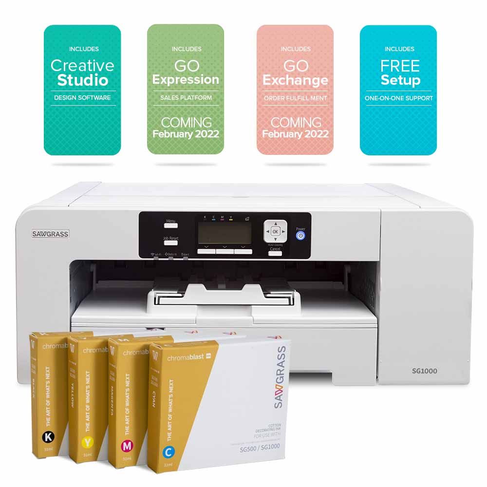 Sawgrass UHD SG500 Sublimation Printer Starter Bundle with Easysubli Ink  Set, Sublimation Paper, Tape, Blanks, Designs and Access to Exclusive  Content