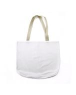 White Canvas Bag with Beige Straps 