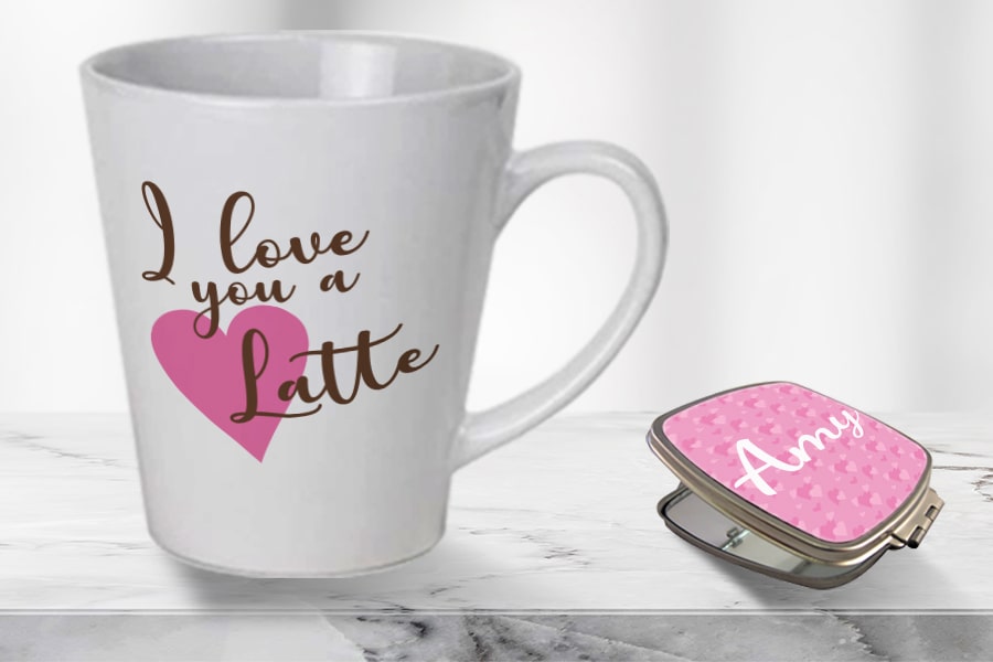 Personalized Latte Mug with Sublimation for Valentine's Day