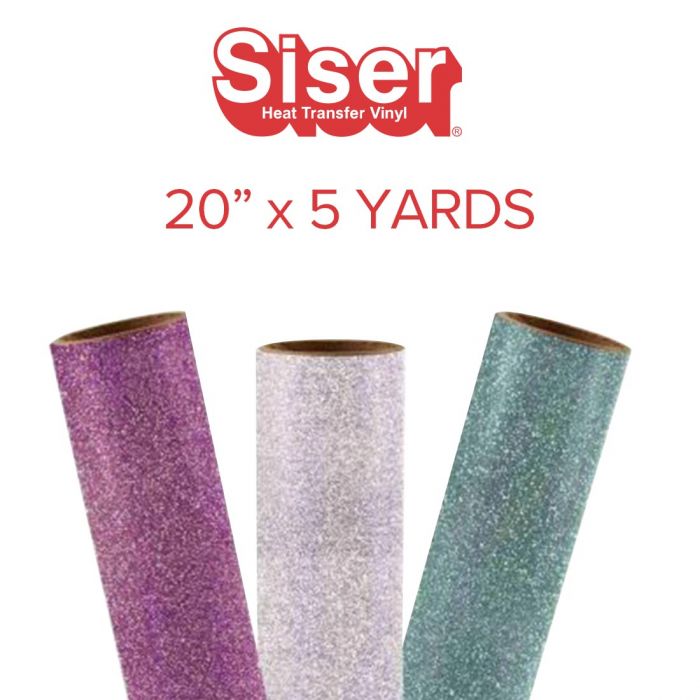 Heat Transfer Vinyl Siser GLITTER 20" x 5 Yards 3 Colors Choice 