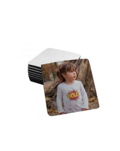 White Sublimation Fabric Top Coaster - 3.5" x 3.5" - 1/4" Thick - Black Rubber Back - 10/pack